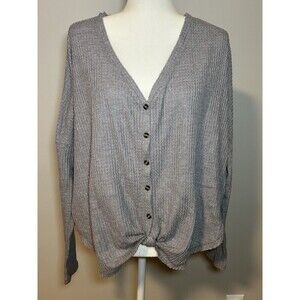 Out from Under Urban Outfitters Jojo Thermal Shirt Sz Medium Gray Waffle Knit